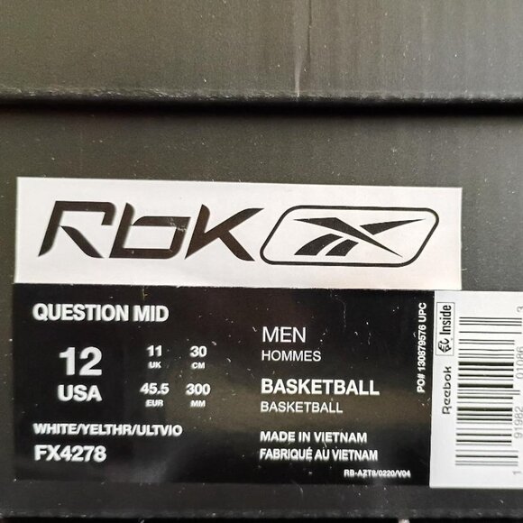 Reebok Question Mid - LA Lakers Edition (Sz 12) - Picture 6 of 6